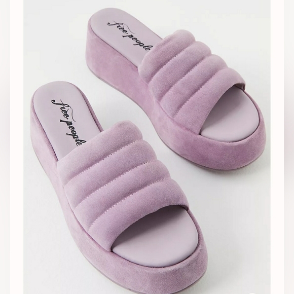 Free People Almost Paradise Suede Platform Chunky Sandals In Orchid - Picture 1 of 14